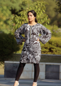 Prism Silk Fusion Western kurta, a stunning multi-colored silk piece featuring exquisite hand work, geometric