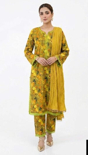 Velvet Mist Crush Ensemble, a stunning 3-piece premium lawn suit featuring a tailored shirt, flawless lawn straight trousers, and a uniquely textured radiant crush dupatta.